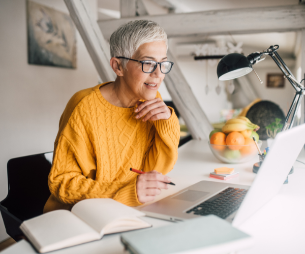 older woman working